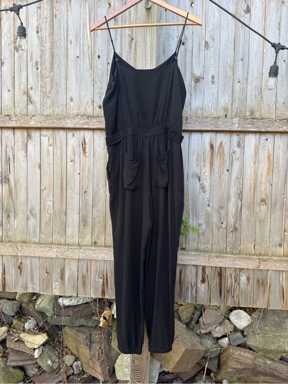 Theory Silk Black Spaghetti-Strap Jumpsuit Comfort Travel Elegant Chic - Picture 4 of 5